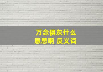 万念俱灰什么意思啊 反义词